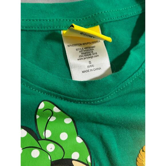 Disney Girls Green Minnie Clover T-Shirt - Size 6/6x - Picture 5 of 6